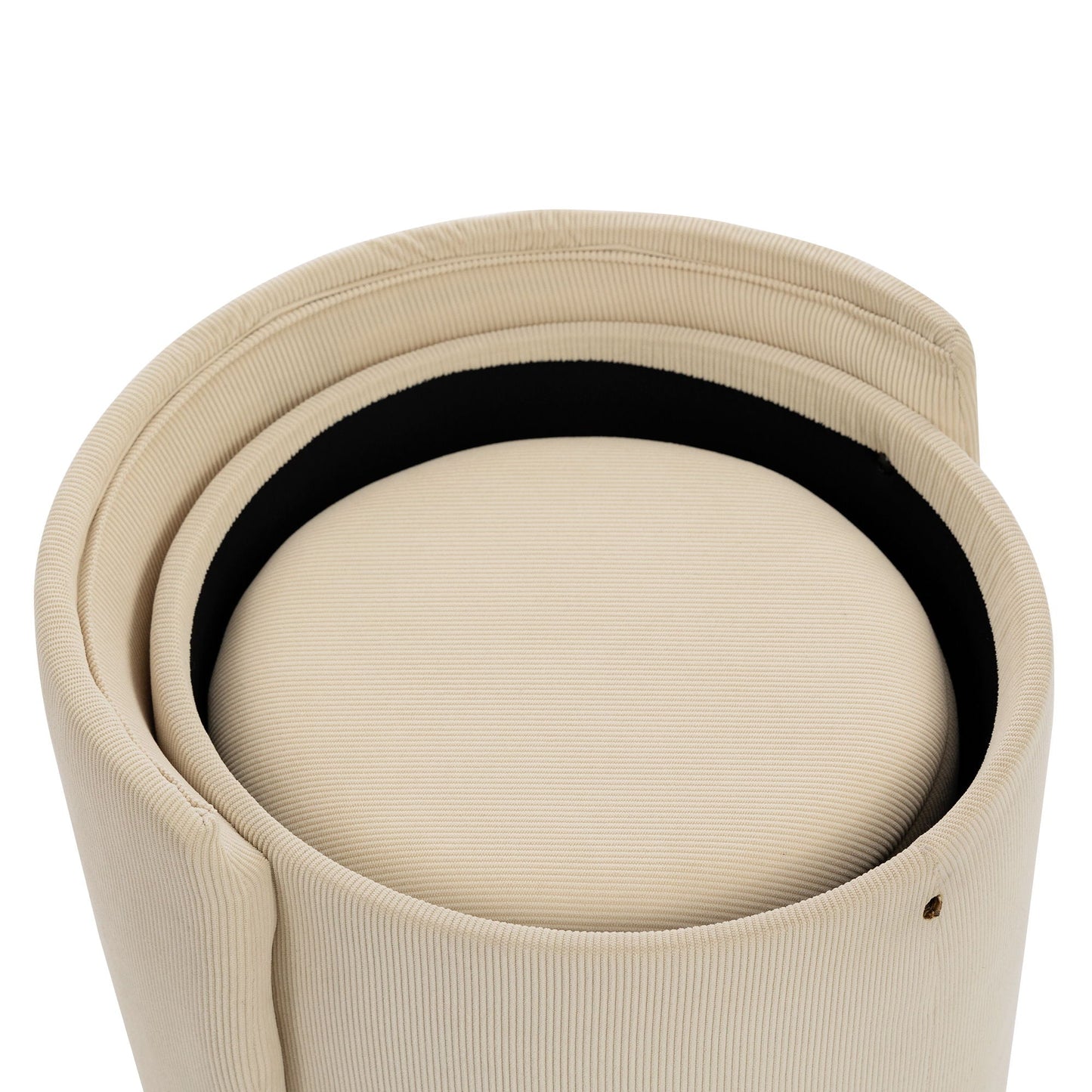 Barrel Chair, Built In Storage, 360° Swivel - Beige