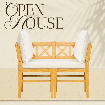 Farmhouse Modern Dining Corner Chairs (Set of 2) With Handwoven Rattan Backrests And Solid Wood Legs - Natural / White