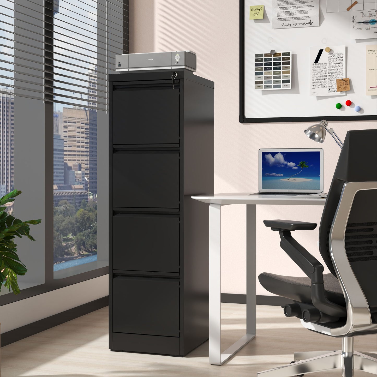 Steel Drawer Vertical File Cabinet With Lock For A4 Legal / Letter Size