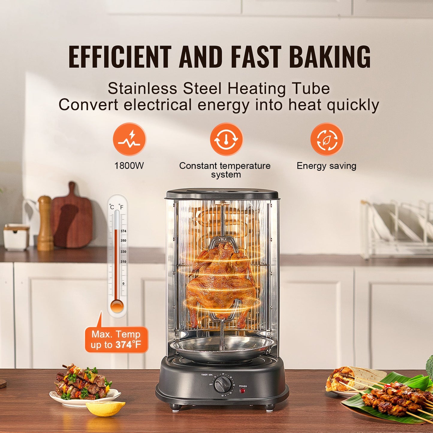 Stainless Steel Shawarma Grill Machine Vertical Gyro Rotisserie Doner