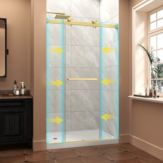 43"-48" W x 76" H Brushed Frameless Shower Door