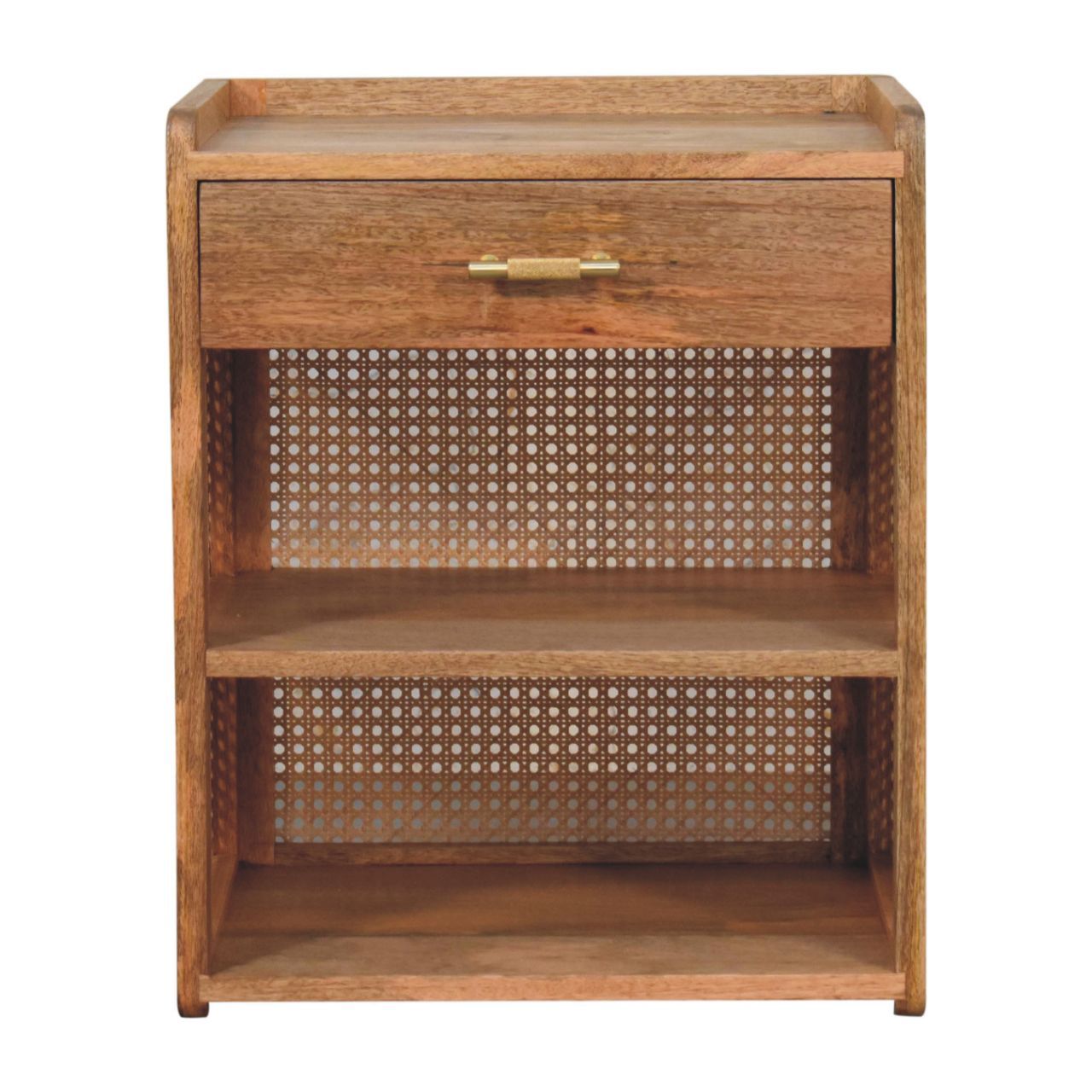Larissa - T Bar Open Bedside Table - Oak