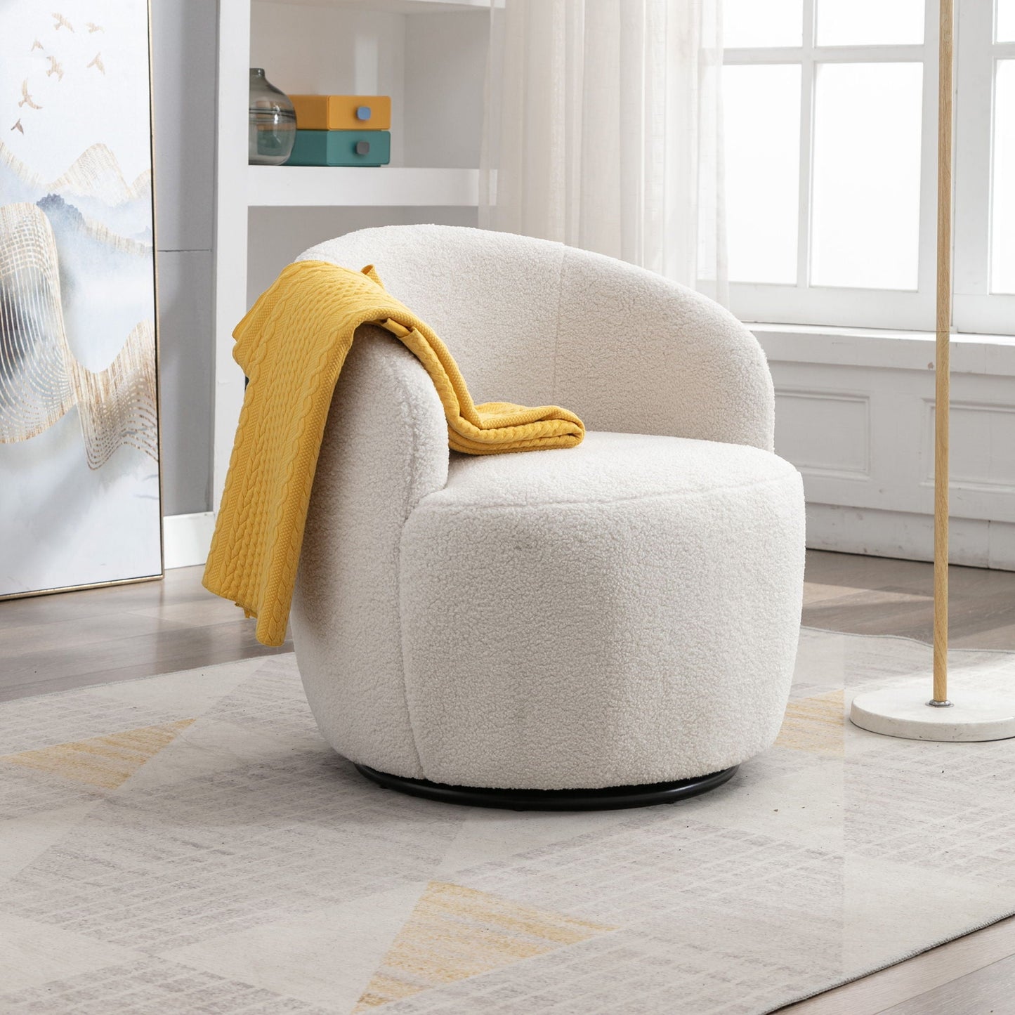 Teddy Fabric Swivel Accent Armchair Barrel Chair