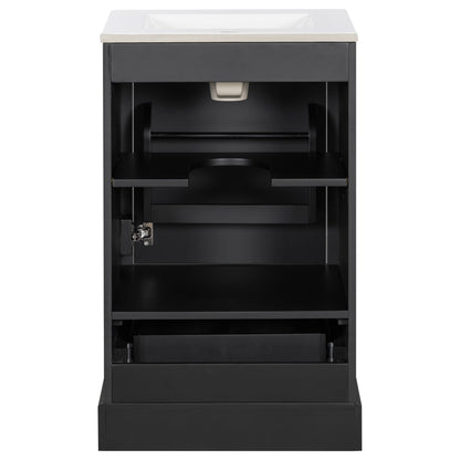 Bathroom Vanity With Sink, Soft Close Door, Adjustable U-Shaped Shelf