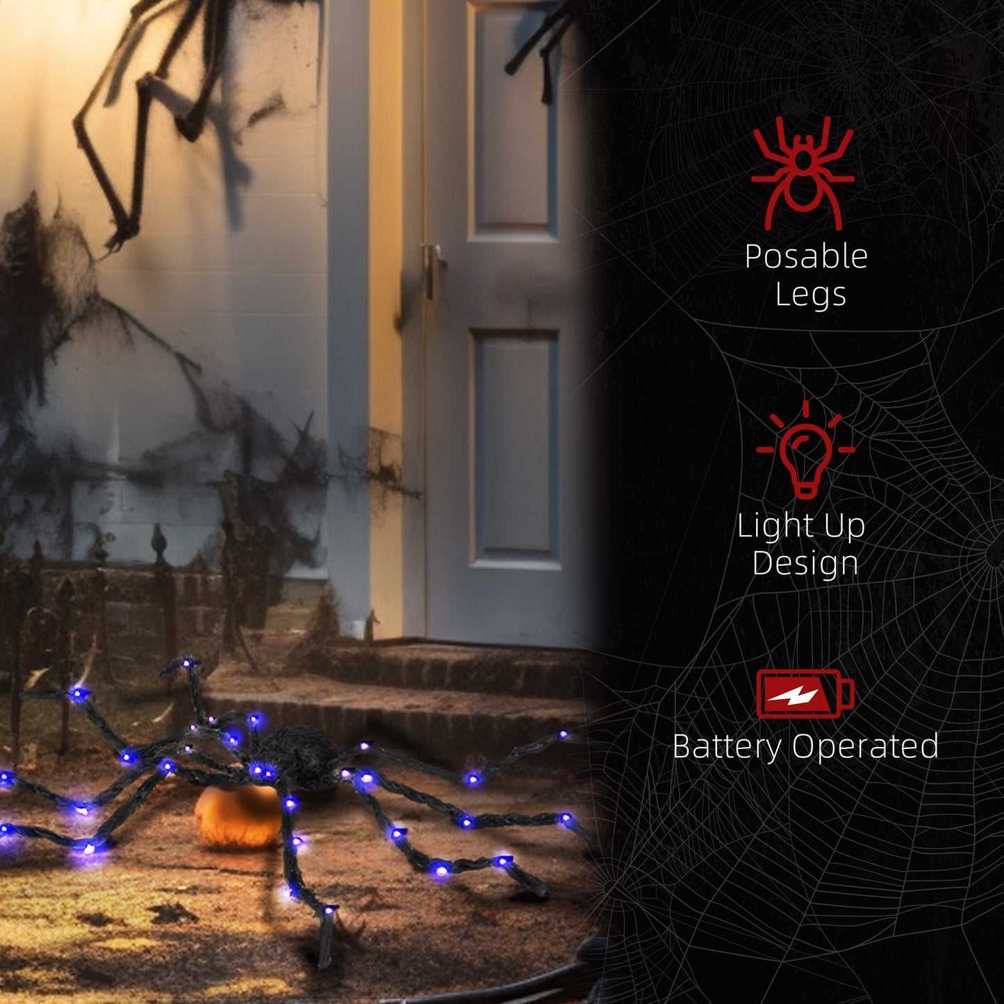 3.25' Illuminated Arachnid Halloween Accent