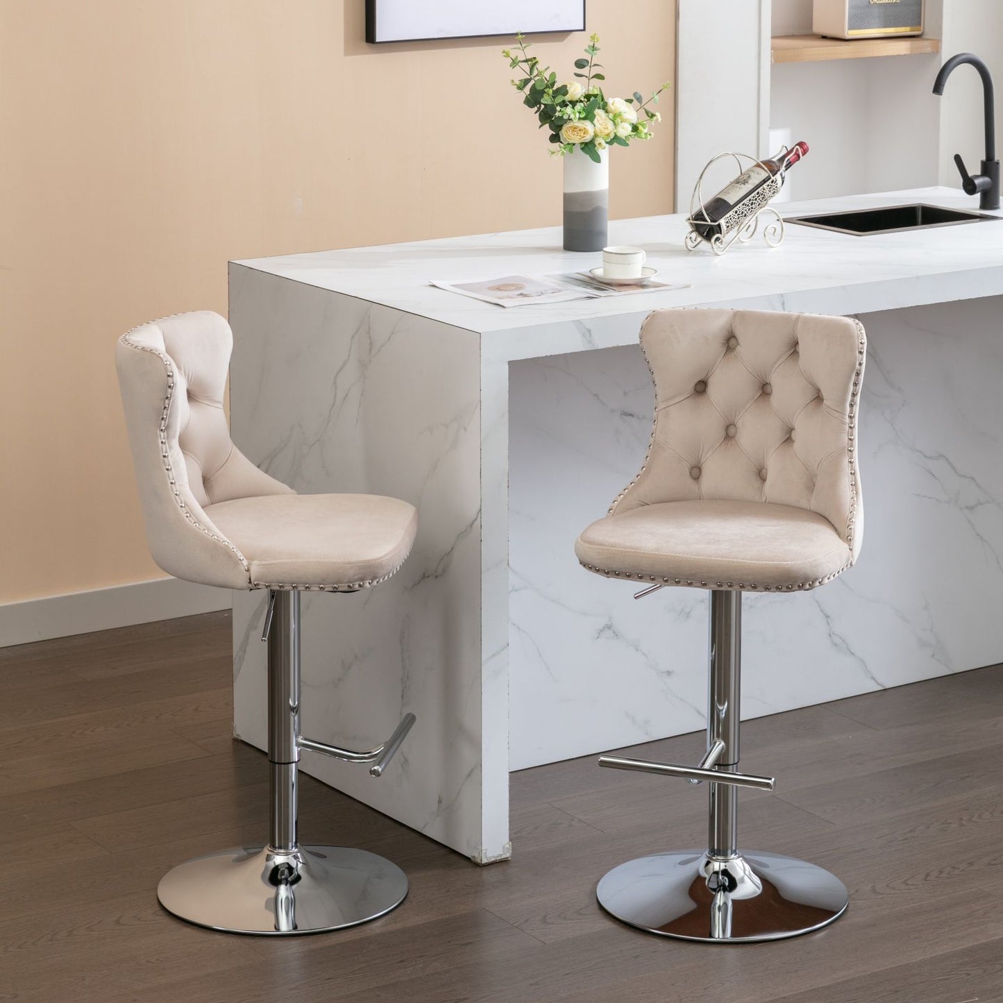 Swivel Adjustable Height Barstools Set of 2