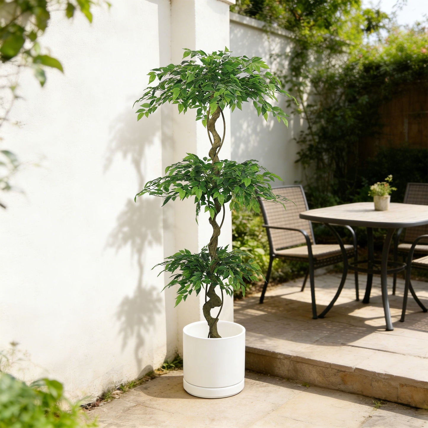 Artificial Ficus Tree With Pot For Home Decor Indoor Plant - Green