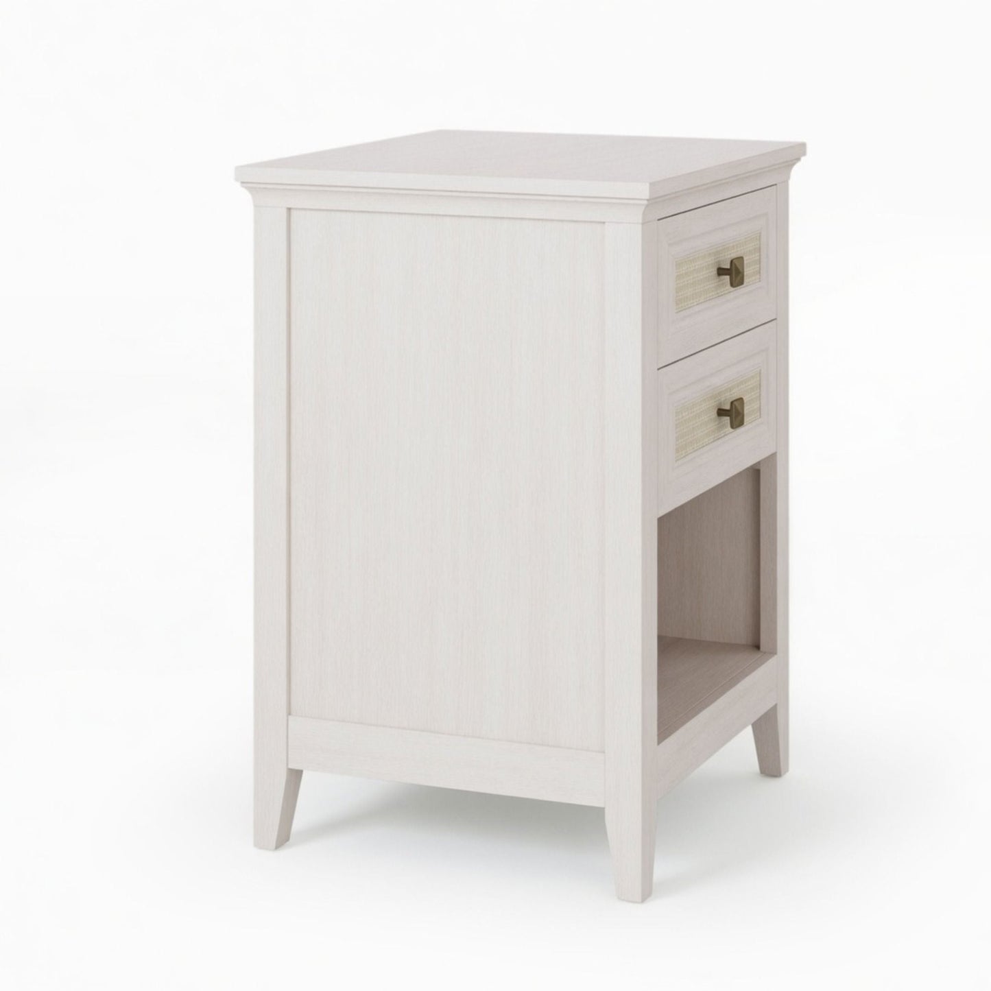 Nightstand With 2 Drawers & Shelf - White
