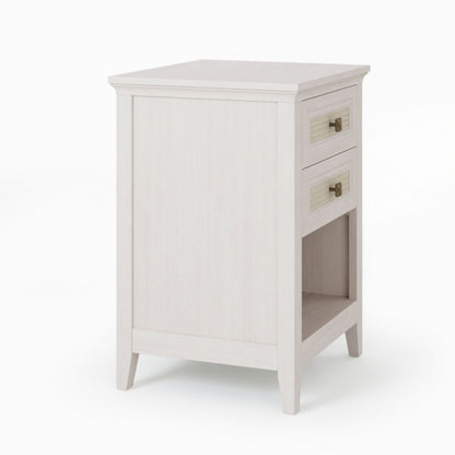 Nightstand With 2 Drawers & Shelf - White