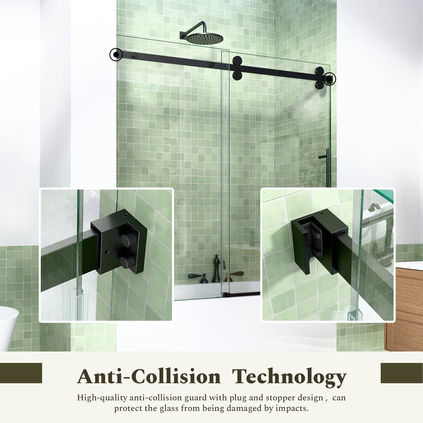 56-60"W x 60"H Frameless Sliding Tub Shower Door Enclosure, Matte Glass