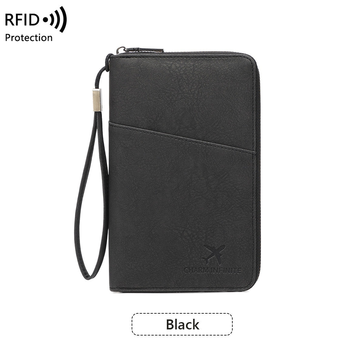Cross-border RFID-blocking Passport Holder Long-style Zippered Passport Case Multi-functional Travel Document And Ticket Organizer