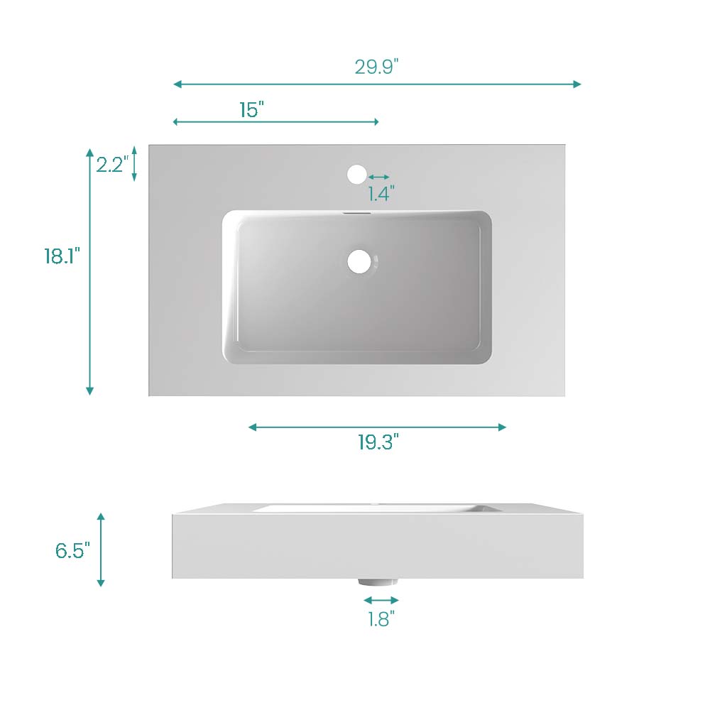 Glossy White Integrated Solid Surface Basin