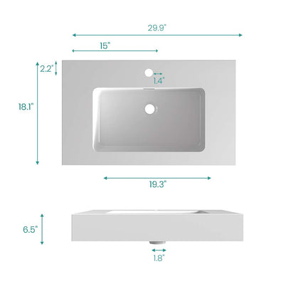 Glossy White Integrated Solid Surface Basin