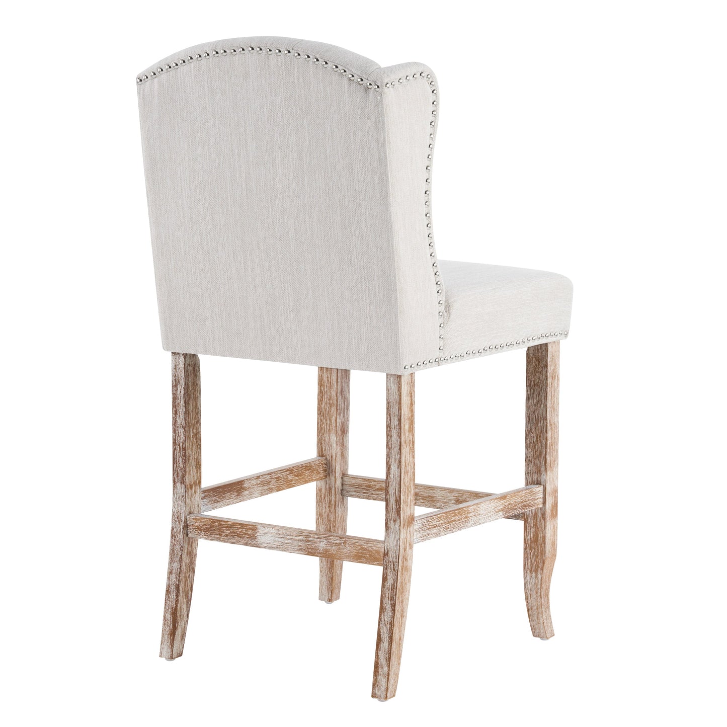 26.78'' Seat Height Vienna Contemporary Fabric Tufted Wingback Counter Stools, Set of 2