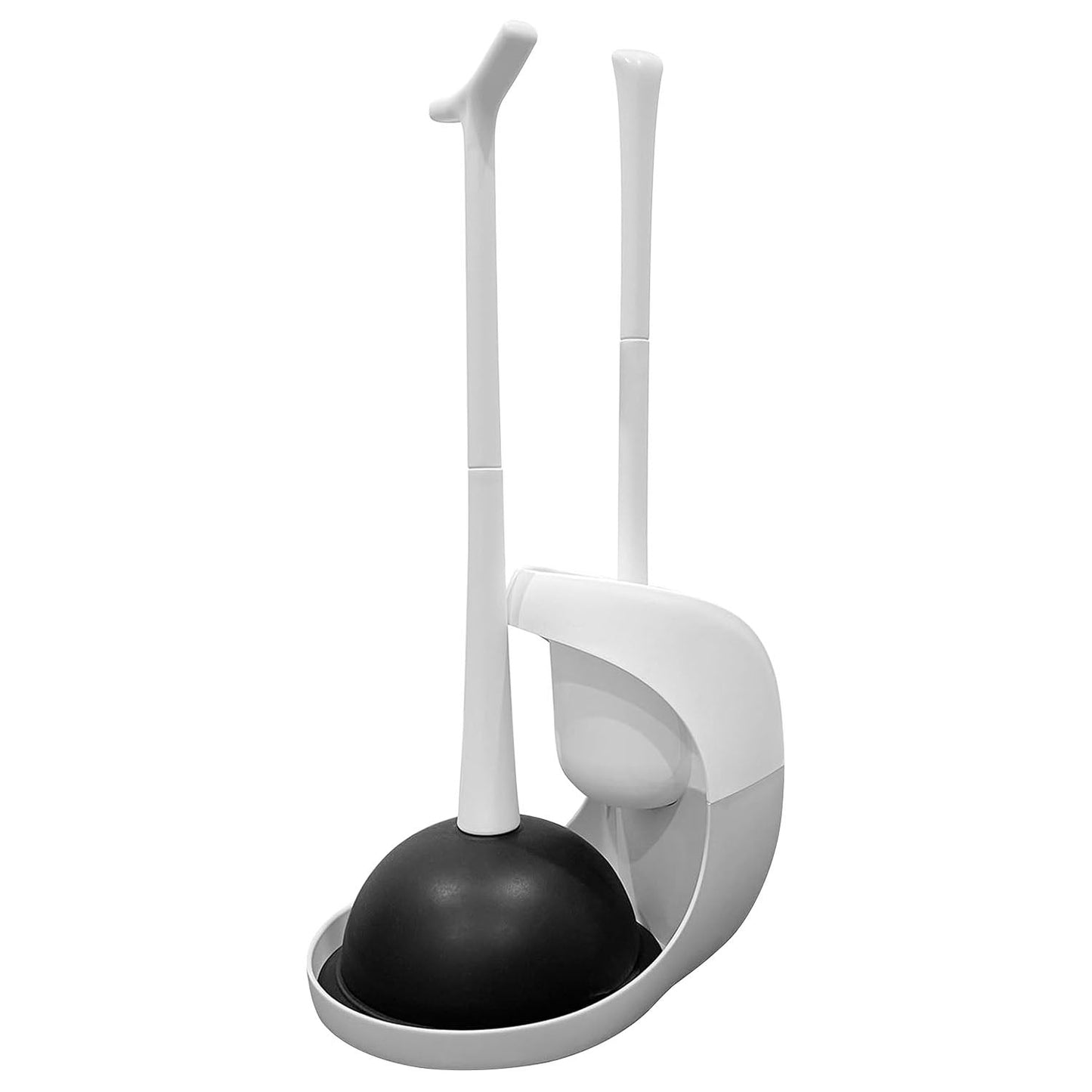 Toilet Plunger and Brush Combo Set with Ventilated Holder 2 in 1 Toilet Cleaning Tools Set with Caddy Stand for Bathroom