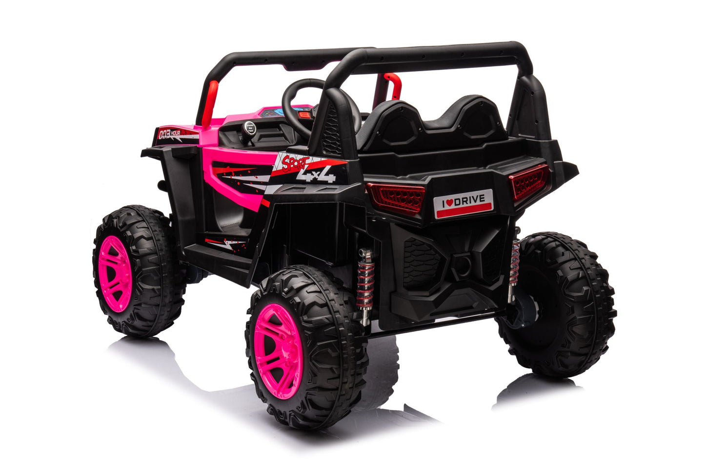 12V7A*1 30W*4 Four-Wheel Drive Seat One Button Start, Forward And Backward, High And Low Speed, Music, Front Light, Power Display, Two Doors Can Open, 2.4G R / C, Seat Belt Four Wheel Absorber