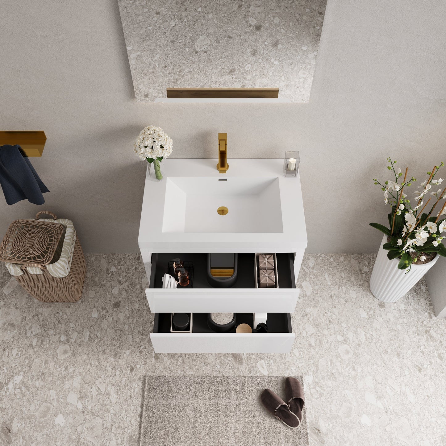 30" Wall-Mounted Bathroom Vanity with Sink