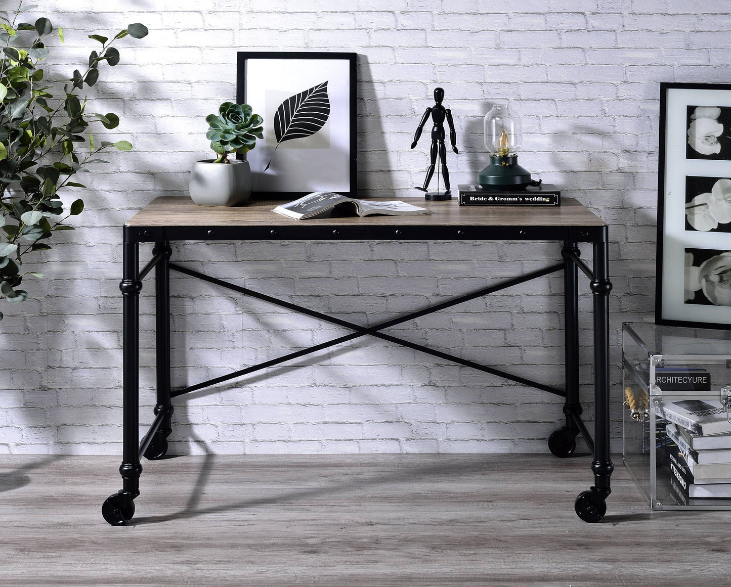 Oklarth Rustic Writing Desk - Black / Oak