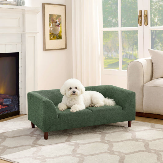 Pet Sofa with Backrest and Armrests - Modern Olive