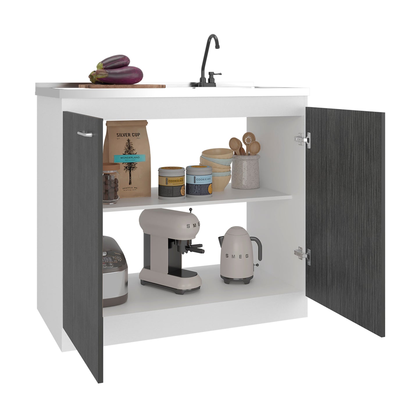 Salento Freestanding Sink, Double Door Cabinet