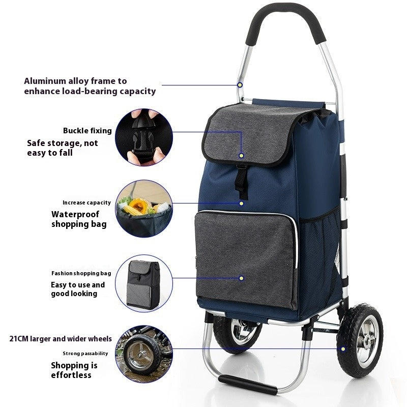 Upgraded Portable Folding Supermarket Cart