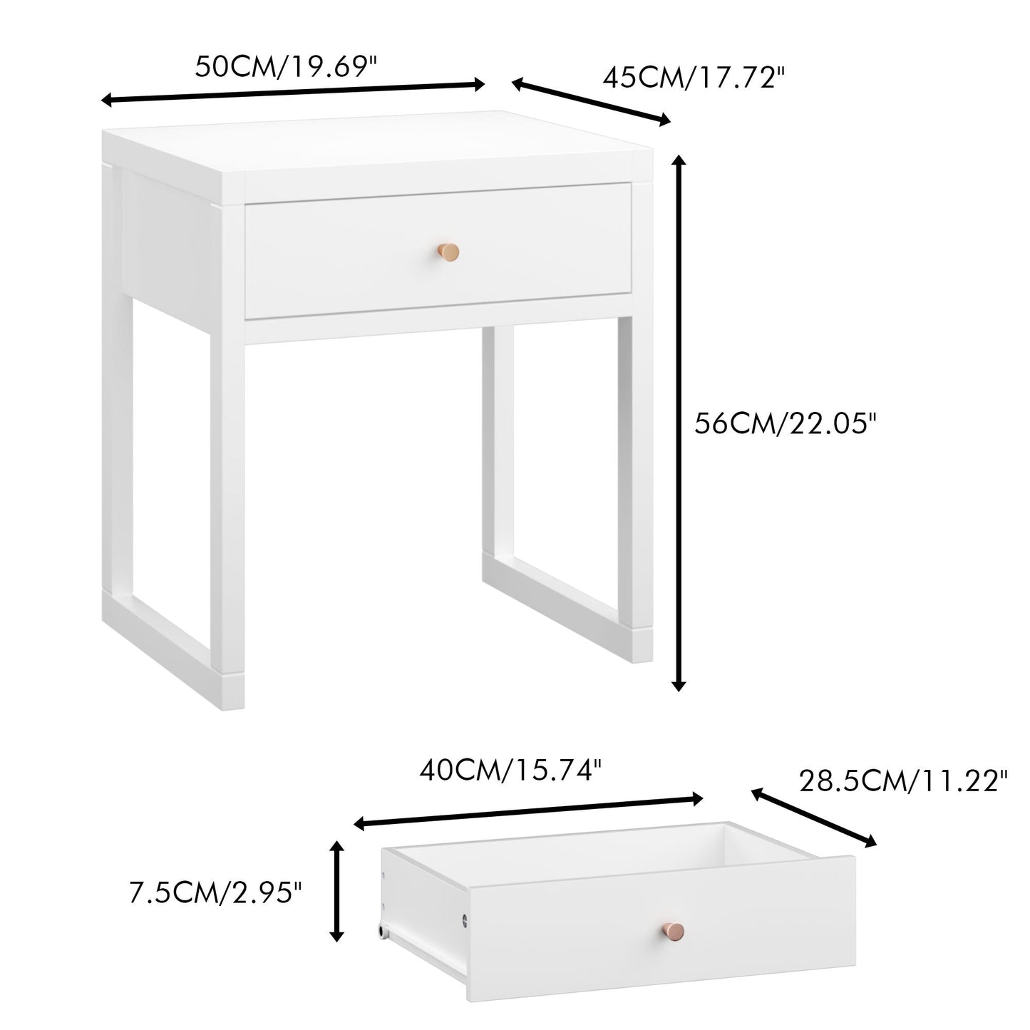 Nightstand With Drawer - Minimalist White Bedside Table