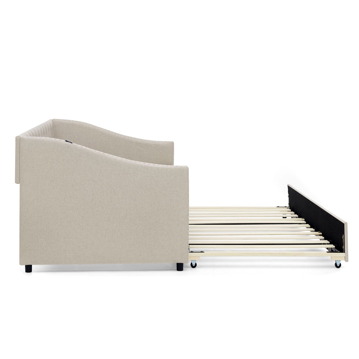 Upholstered Daybed With USB Charging & Pull Out Bed