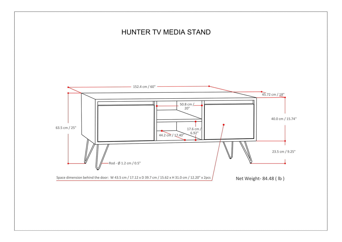 Hunter - TV Media Stand - Umber Brown Stain