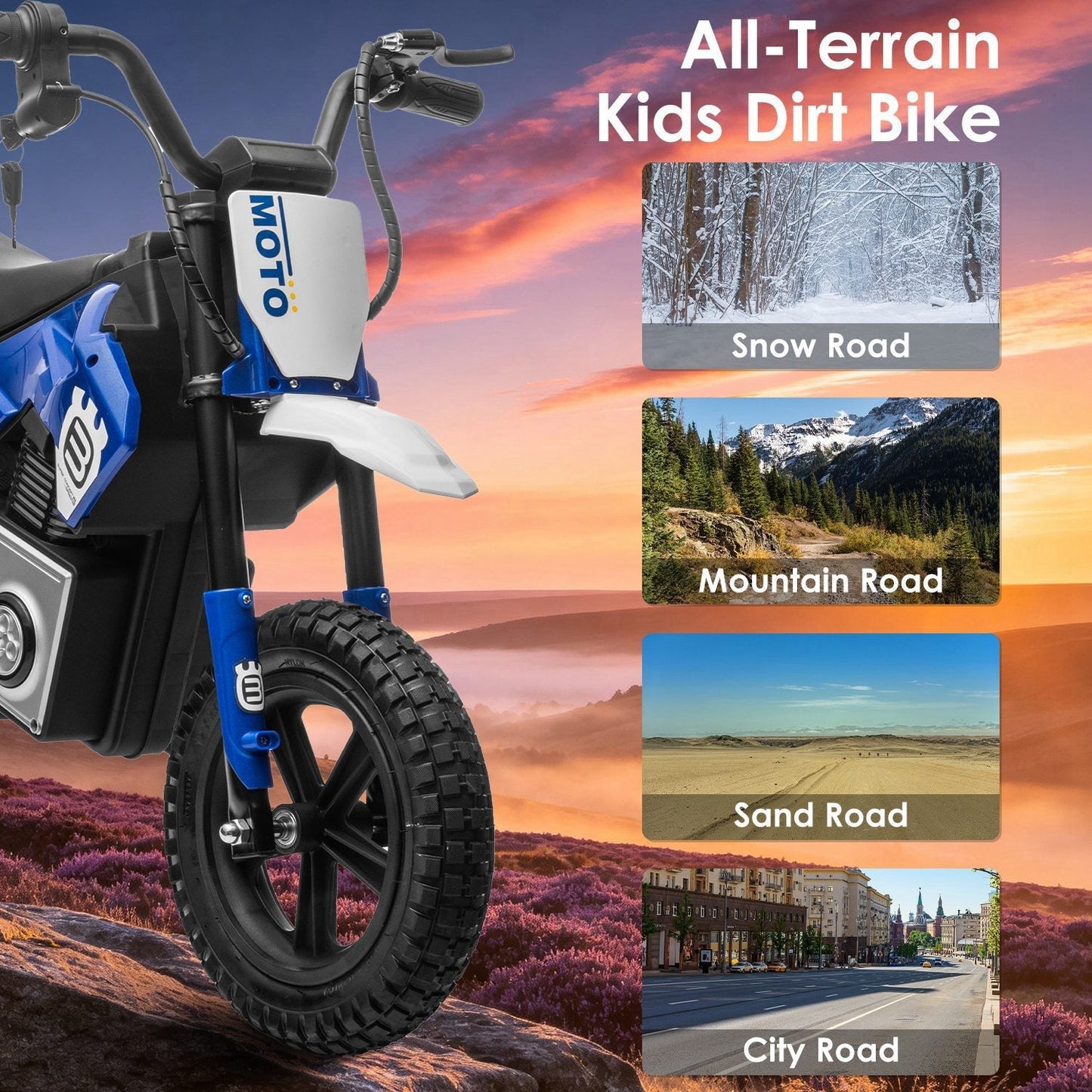 24V Electric Motocross Ride-On Motorcycle for Kids Ages 5-12