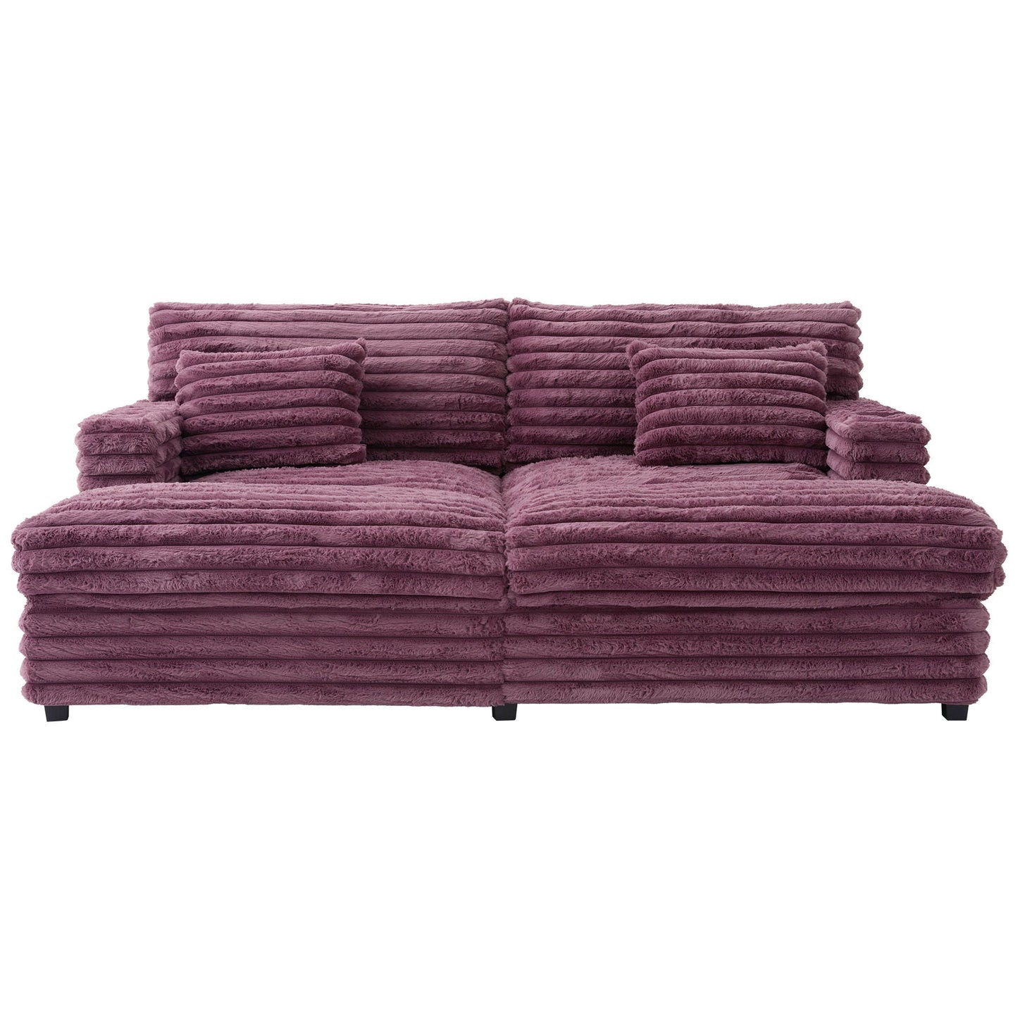 Oversized Double Chaise Lounge Sofa Bed With USB Ports And Cup Holders