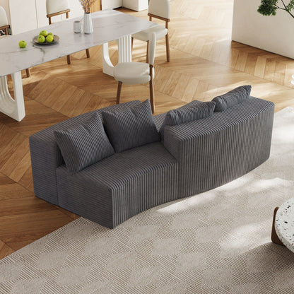 Curved Sectional Sofa With 4 Pillows, Modular Semi Circular Design