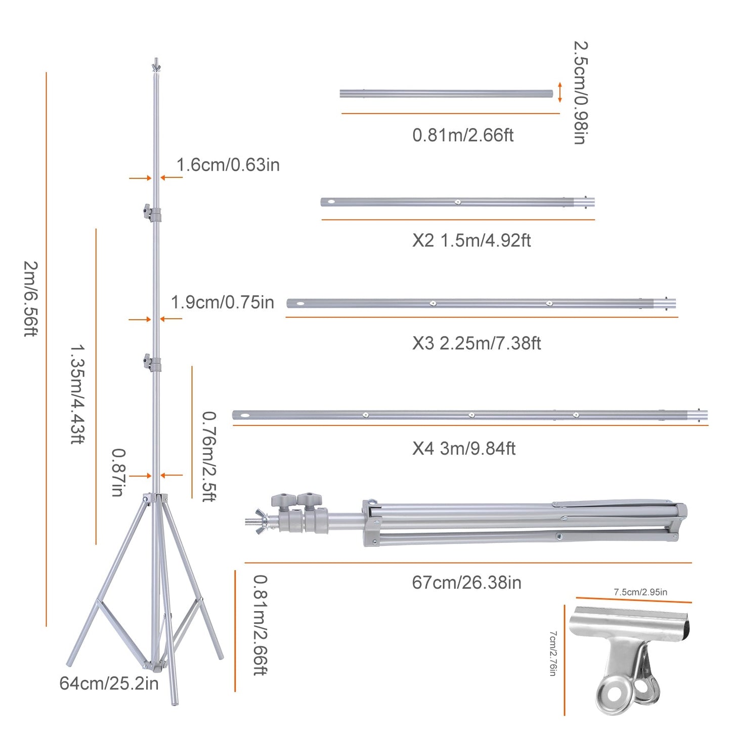 6.5×10ft Photography Backdrop Stand – Adjustable Studio Support Set