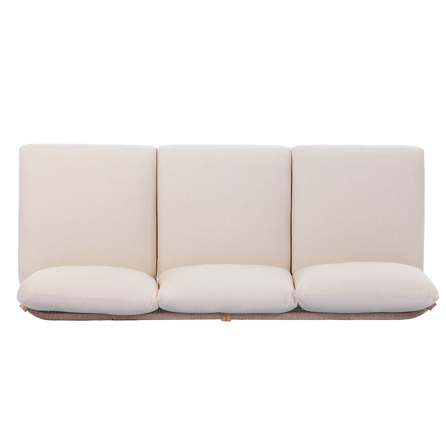 73.23" Outdoor Acacia Wood Frame Rope-Braided Backrest Three-Seater Sofa