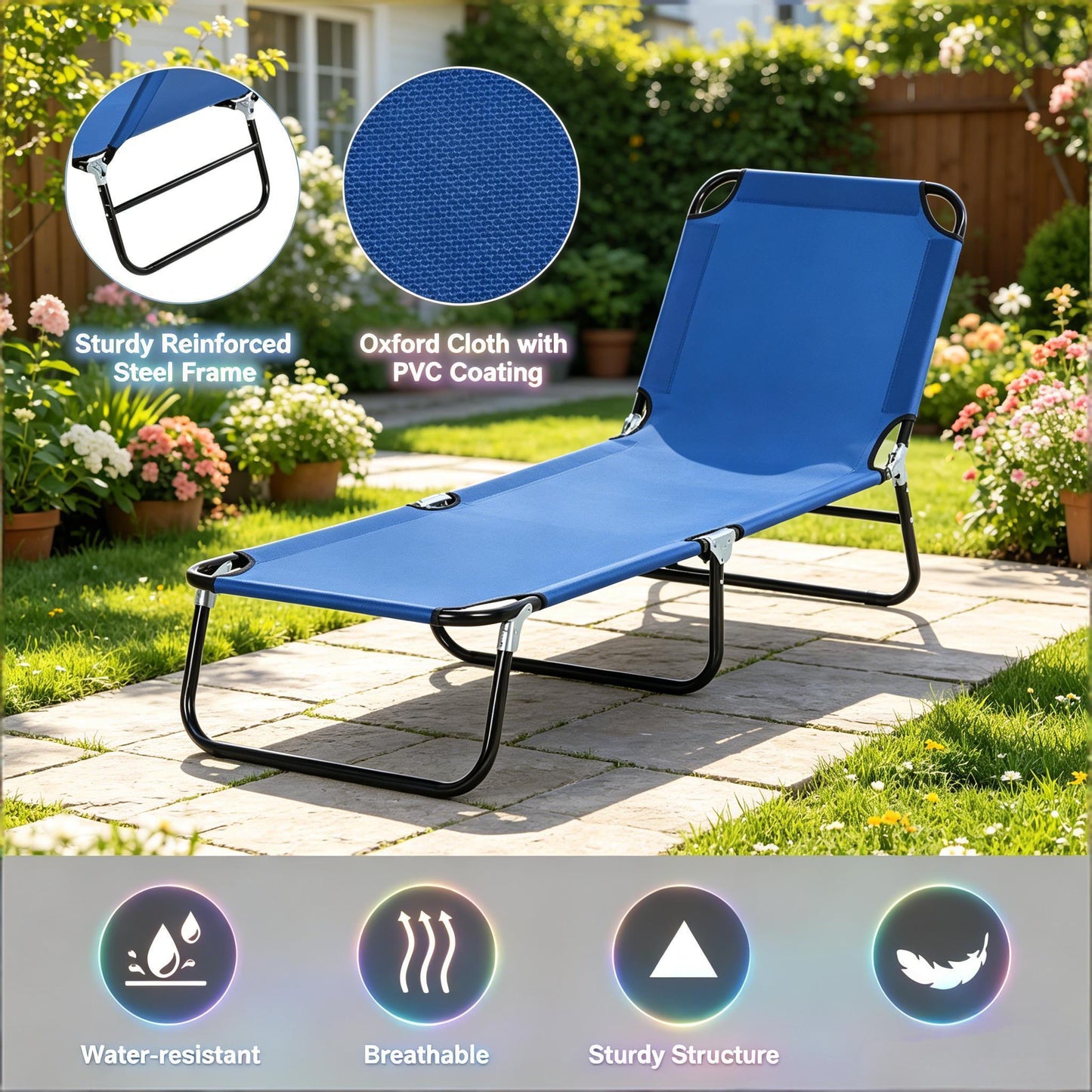 Sun Tanning Chair, Outdoor Tanning Chair, Pool Chaise Lounge Chairs