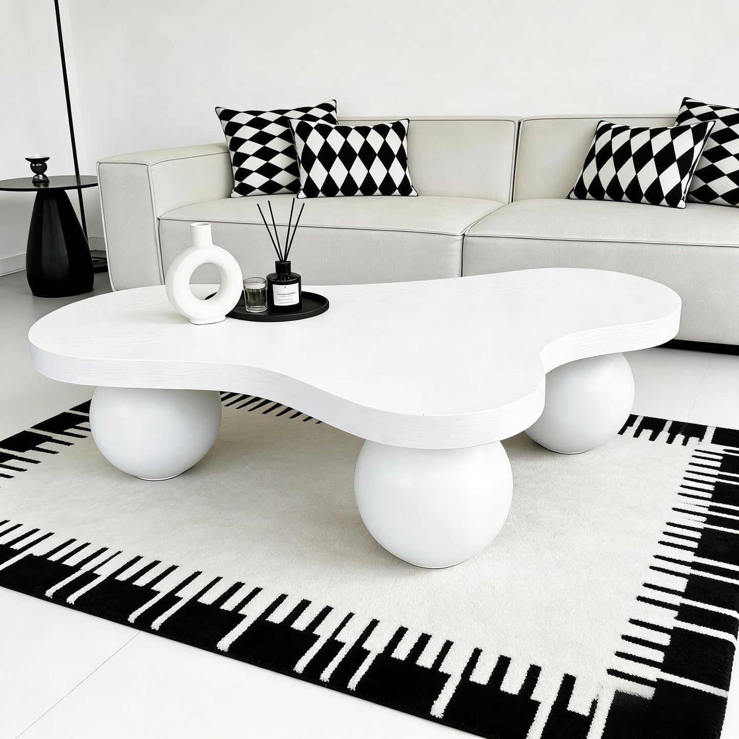Cloud Shaped Coffee Table With 3 Ball Legs For Living Room