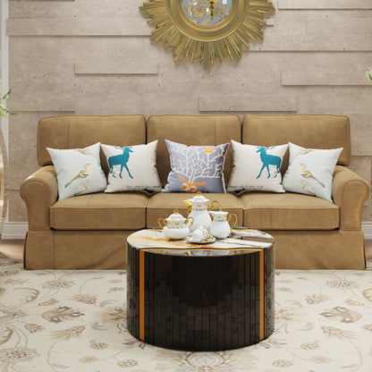 Modern Round Coffee Table with Glass Top