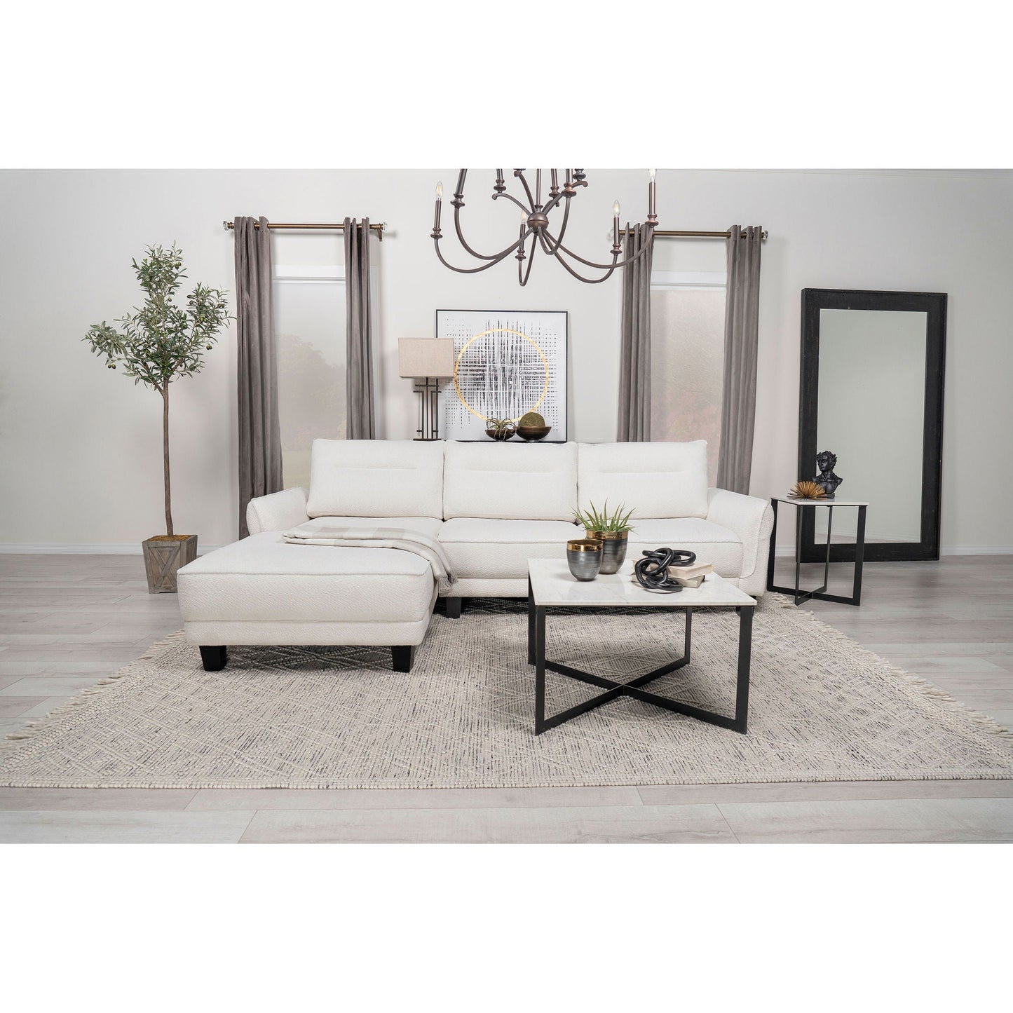 Granholm - Upholstered Curved Arm Sectional Sofa - White