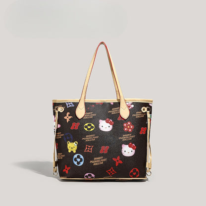 Cute large capacity tote bag, commuter cartoon versatile handbag for women, top handle purse