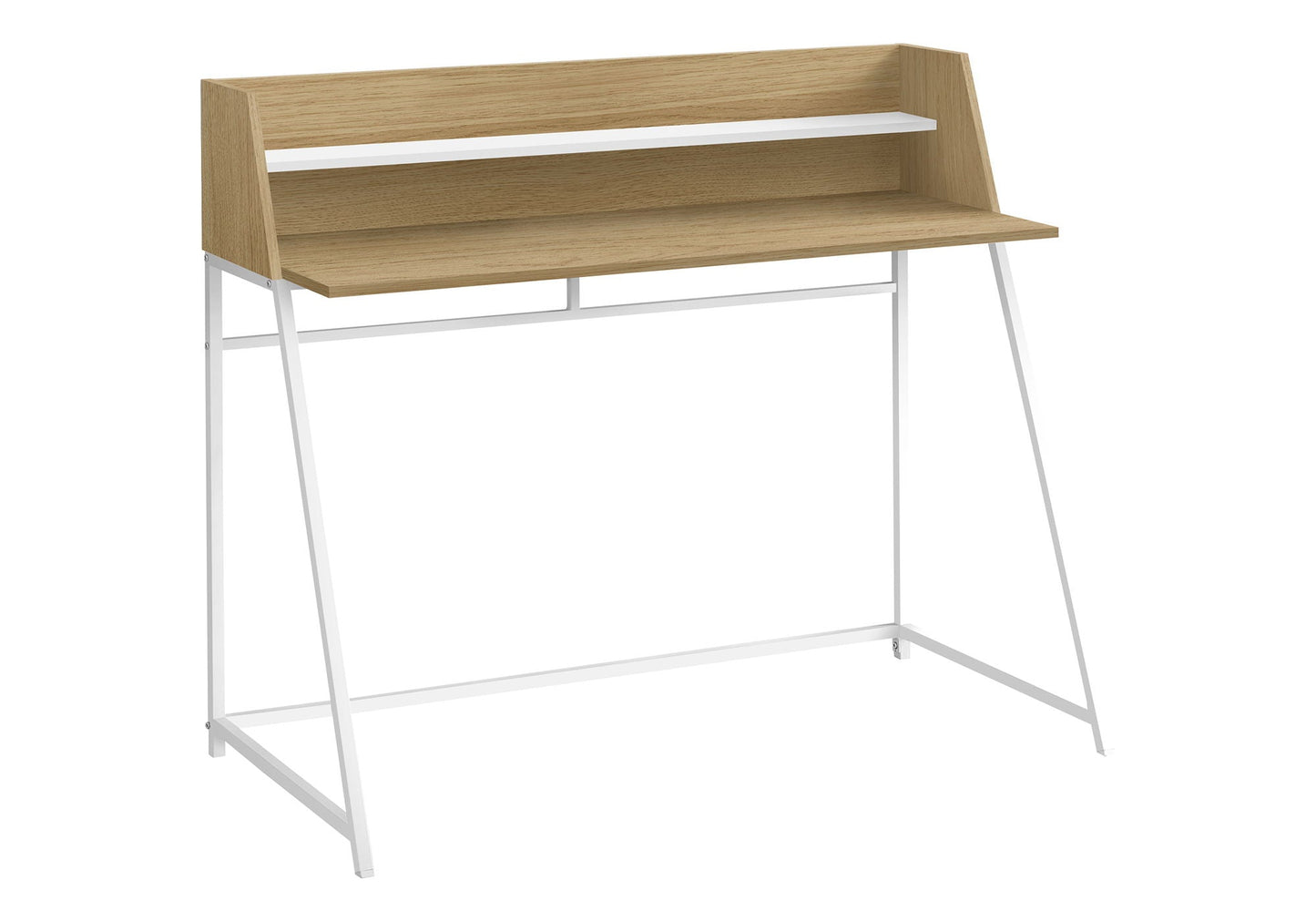 Computer Desk for Home Office with Marble Look and Storage Shelves