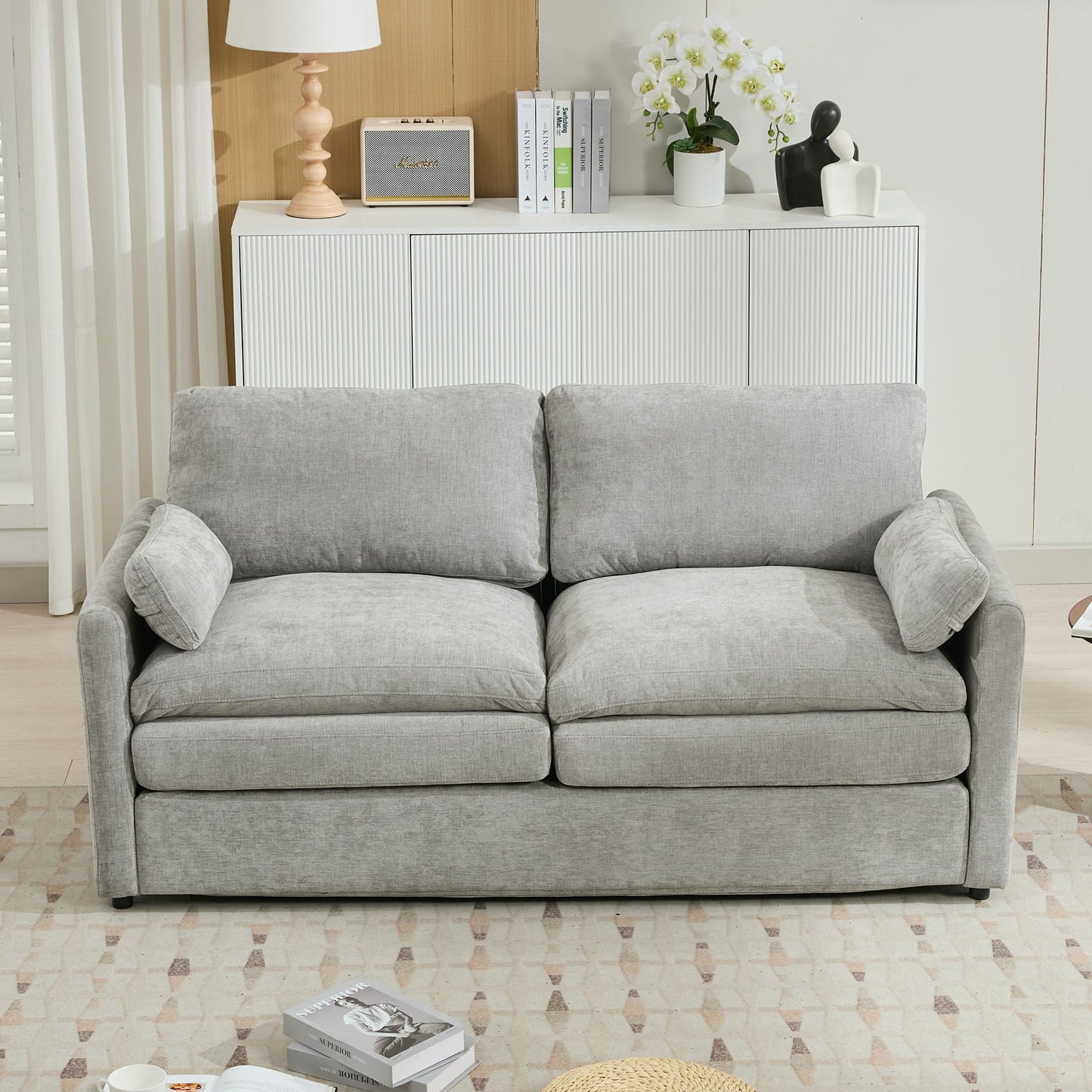 Cozy Upholstered Cushion Loveseat Sofa For Living Room