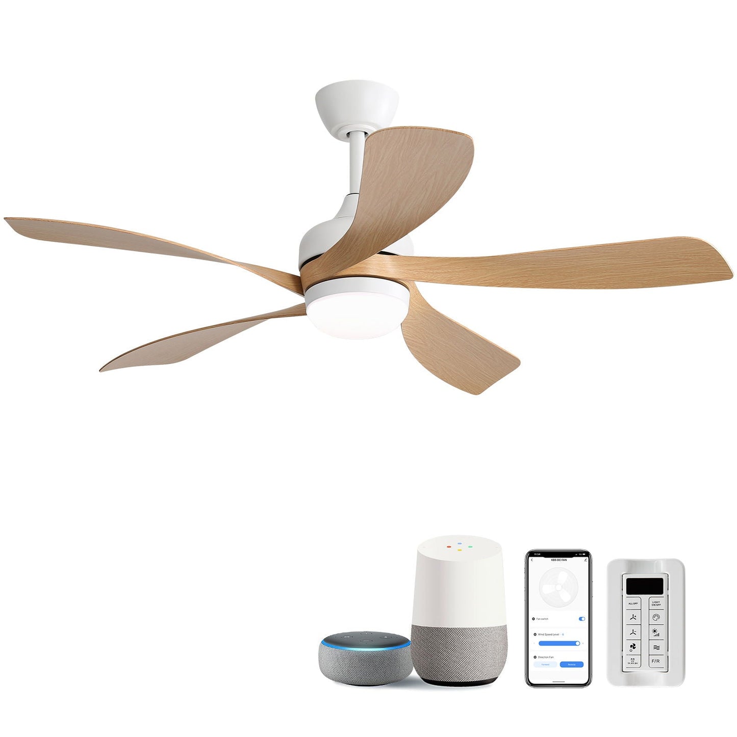 Ceiling Fan with DC Motor and Integrated Light