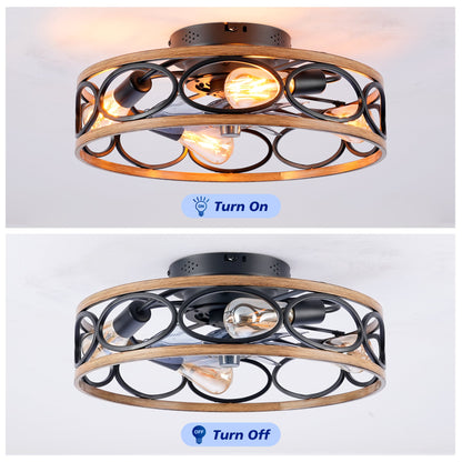 19-Inch 7-Blade Caged Flush Mount Ceiling Fan with Remote Control