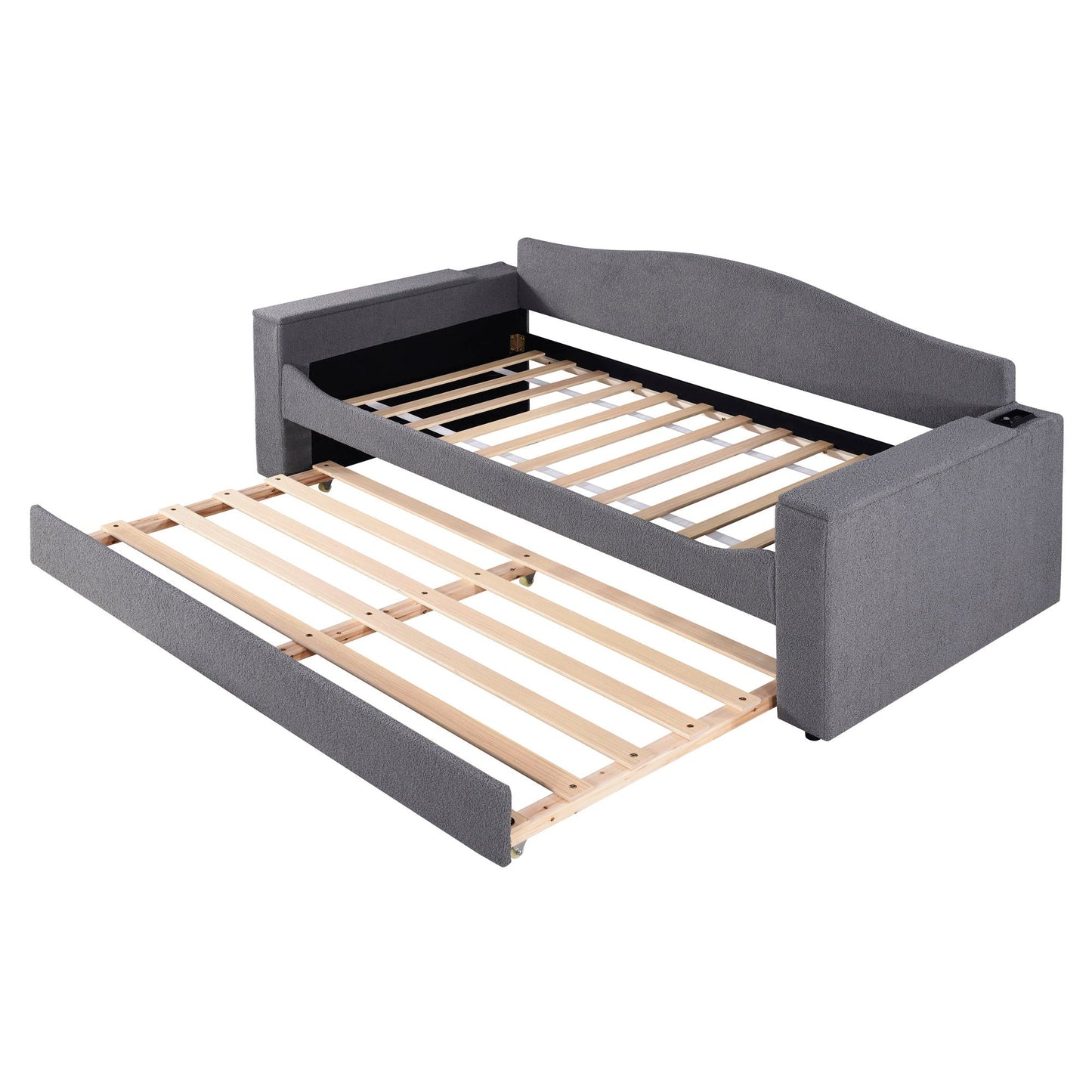 Upholstered Daybed With Storage Armrests, Trundle And Latest Integrated tooth Audio System