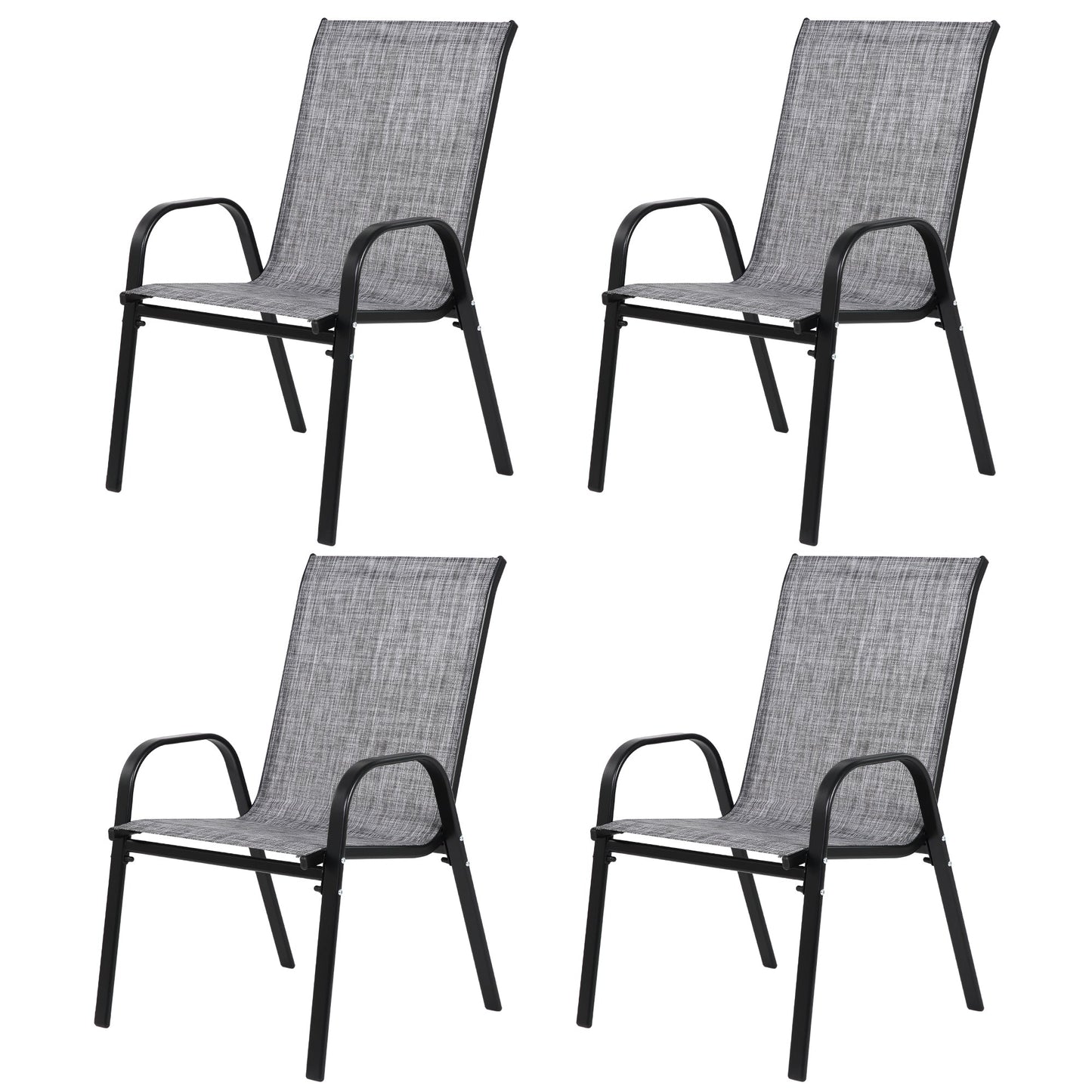 4 Piece Patio Chairs with Breathable Textilene Fabric