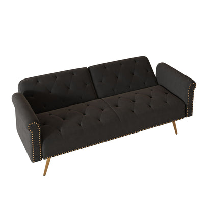 Luxurious Sofa Bed With Nail Head Trim And Matching Pillow