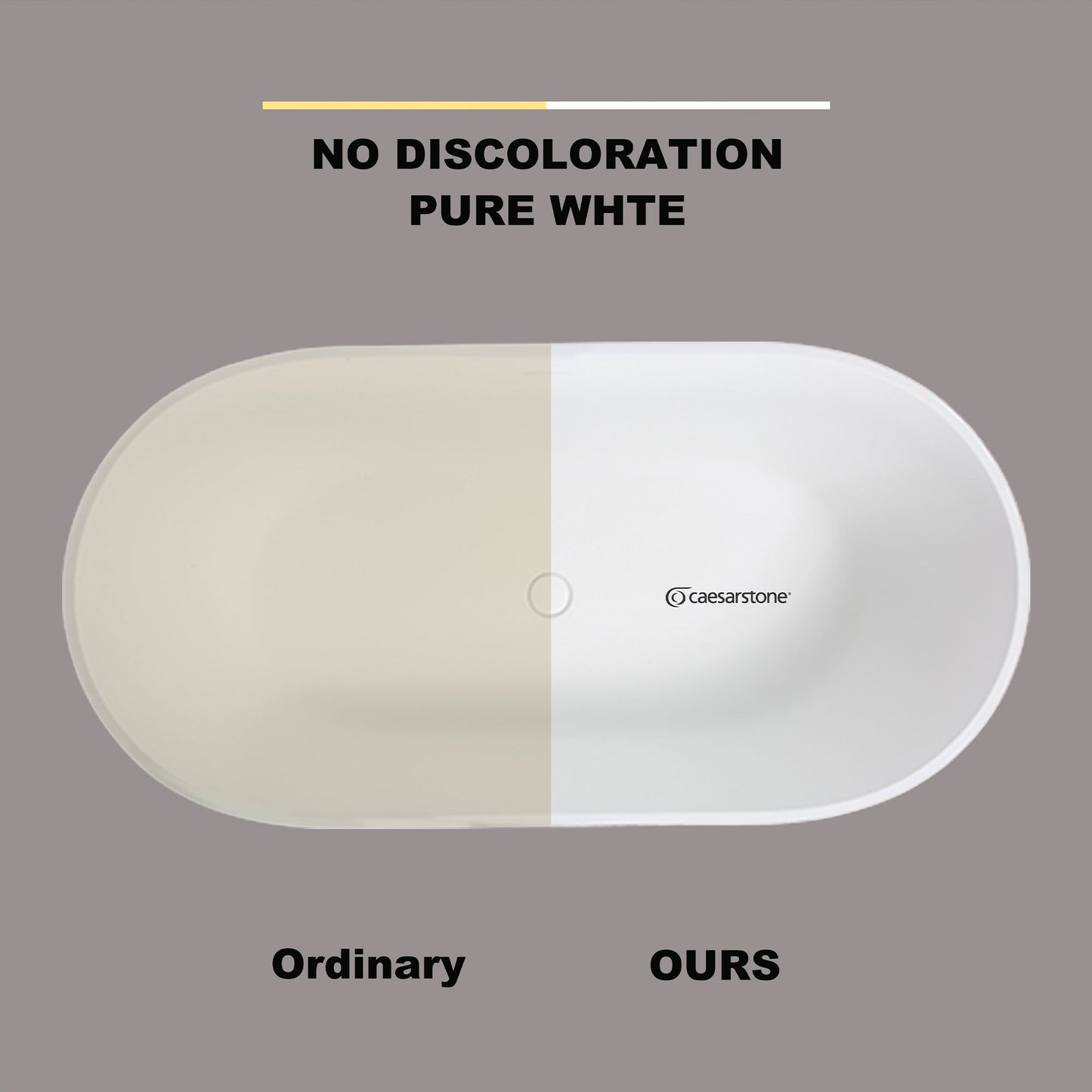 67 in. x 31 in. Oval Freestanding Solid Surface Soaking Bathtub with Center Drain in Matte