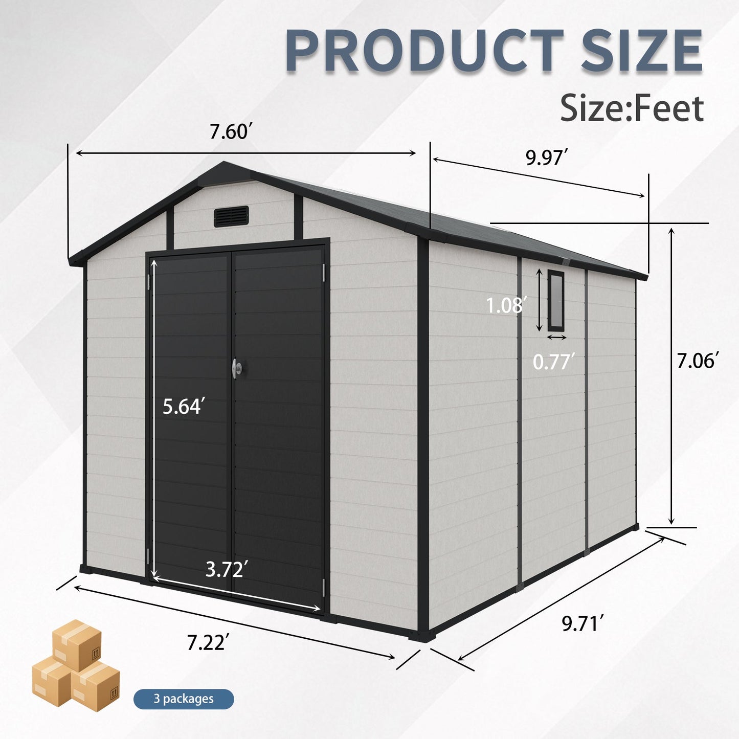 8x10 FT Plastic Outdoor Storage Shed
