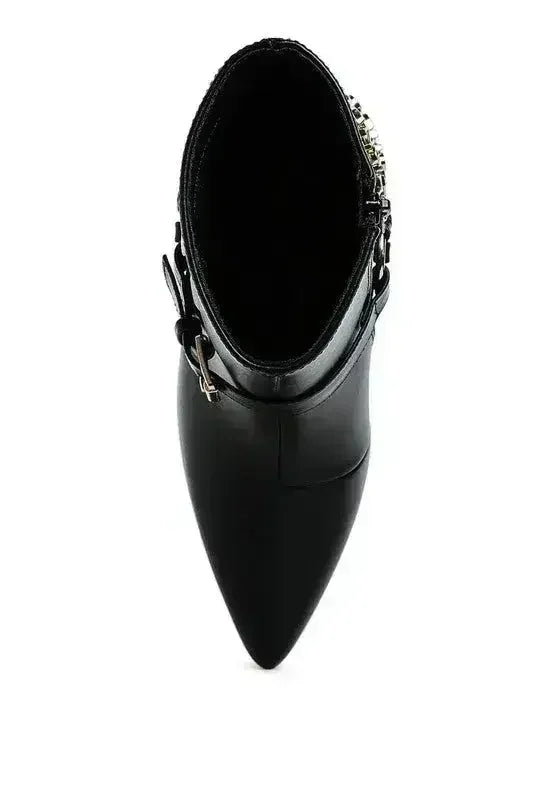 Buckle Harness Stiletto Boots - 3" Heel | Femstylo