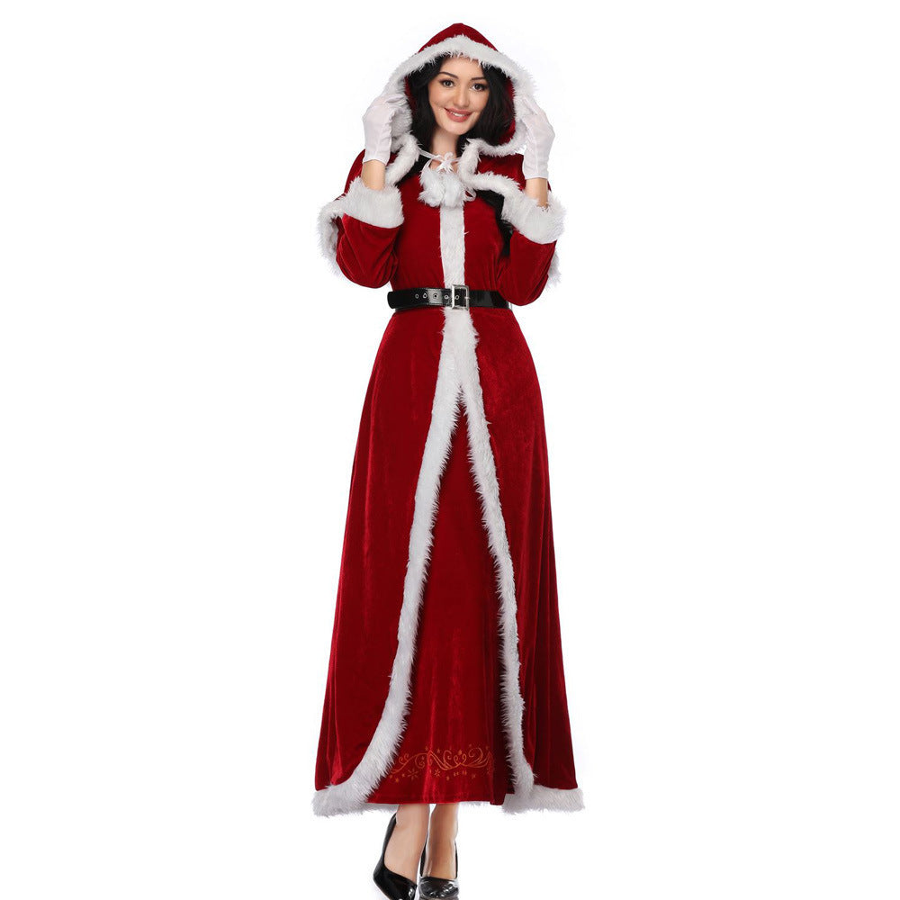 New red and white warm cozy cute long Christmas Robe for women