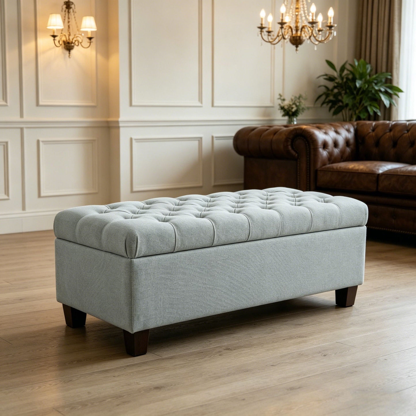 Elegant Tufted Storage Ottoman Bench